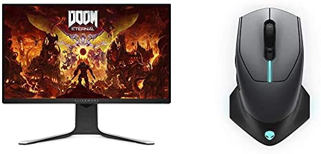 Alienware New AW2720HF 27 Inch FHD IPS LED Edgelight 2019 Monitor & Wired/Wireless Gaming Mouse AW610M: 16000 DPI Optical Sensor - 350 Hour Battery Life - 7 Buttons - 3-Zone Alienfx RGB Lighting