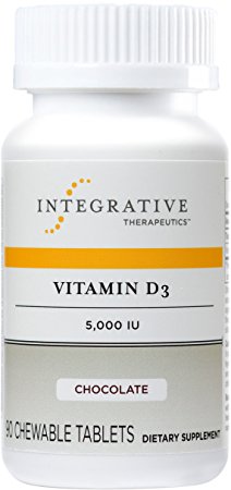 Integrative Therapeutics - Vitamin D3 5,000 IU - Immune System and Bone Support - Chocolate Flavor - 90 Chewable Tablets