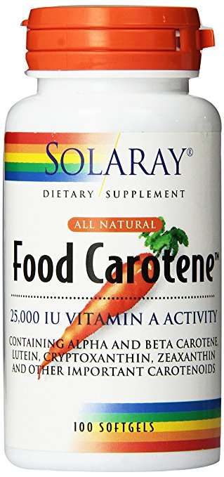 Solaray Food Carotene Capsules, 25000IU, 100 Count