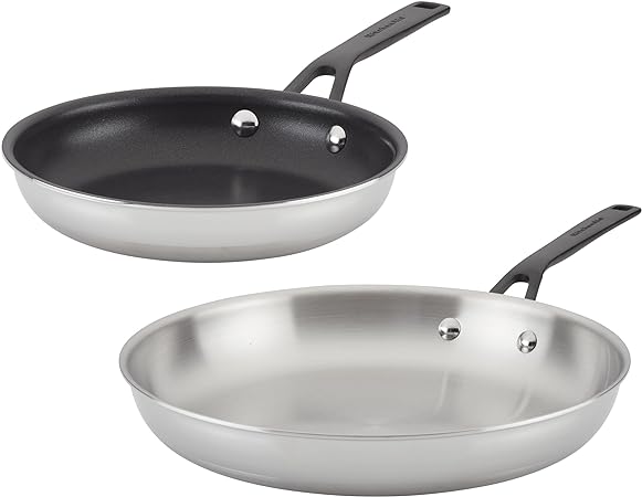 KitchenAid Stainless Steel and Nonstick Induction Frying Pans/Skillet Set