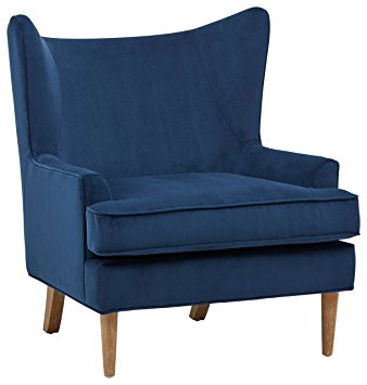 Rivet Chelsea Velvet Wing-Back Accent Chair, Navy