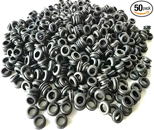 Pack of 50 Rubber Grommets 3/8" Inside Diameter - 1/16 Groove - Fits 1/2" Drill Holes