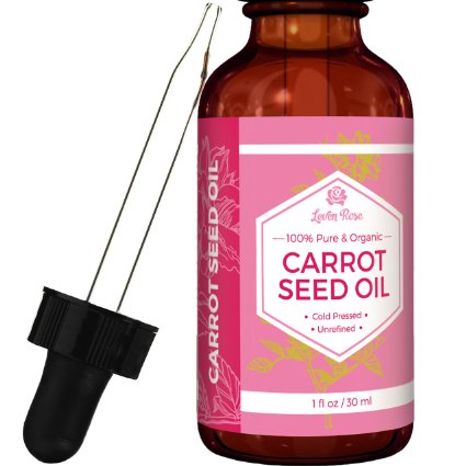 #1 TRUSTED Carrot Seed Oil by Leven Rose - 100% Organic Natural Cold Pressed & Unrefined - 1 oz for Skin, Hair, Body & Lip Treatment