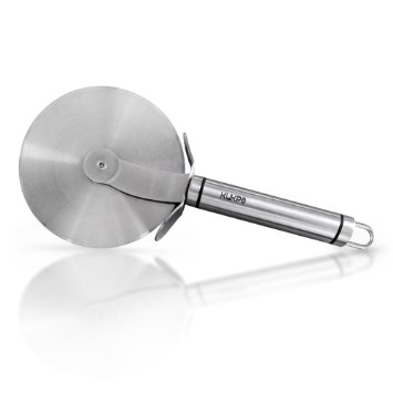 KUKPO - Stainless Steel Pizza Cutter - Large 4 Inch Wheel - Anti-Slip Hard Grip