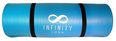 Yoga Mat - Extra Thick 15mm, Non-Slip With Shoulder Carry Strap For Easy Transport available in Black / Blue / Purple.