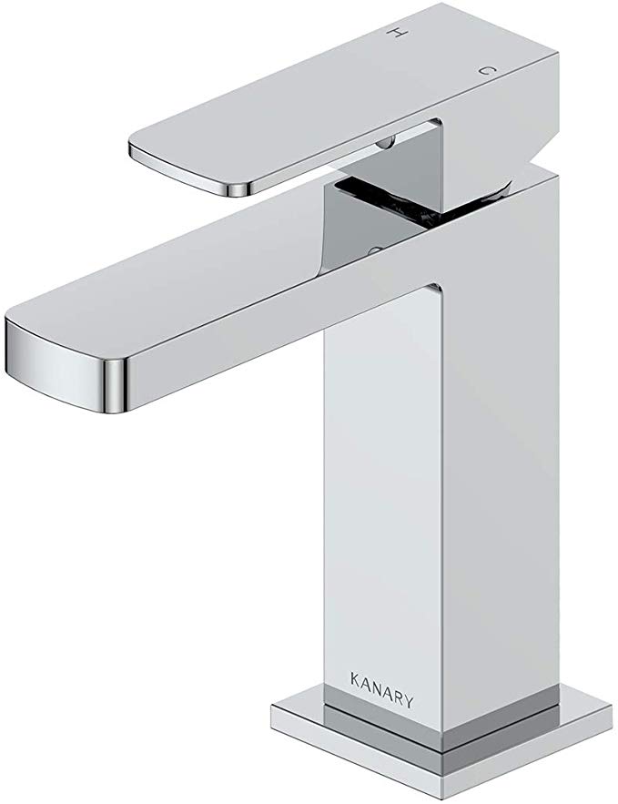 Chrome Bathroom Sink Faucet-KANARY Bathroom Sink Faucet Lead Free Solid Brass Body Modern Single Handle Basin Mixer Taps (Chrome)