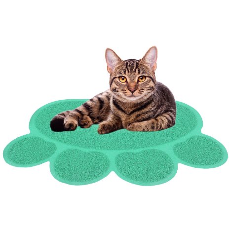 Cat Litter Mat Catcher - Smartgrip Paw-Shaped Grass-Like Material Traps Catches Litter - 1 Year warranty - 24 x 18