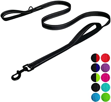 DOGSAYS Dog Leash 6ft Long - Traffic Padded Two Handle - Heavy Duty - Double Handles Lead for Training Control - 2 Handle Leashes for Large Dogs or Medium Dogs - Reflective Pet Leash Dual Handle