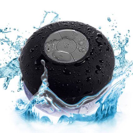 WETbeatz Waterproof Bluetooth Speaker, IPX4 Rating, Speakerphone with Built-in Mic, and Dedicated Suction Cup for Car, Beach, Pool and Outdoor Use - Black
