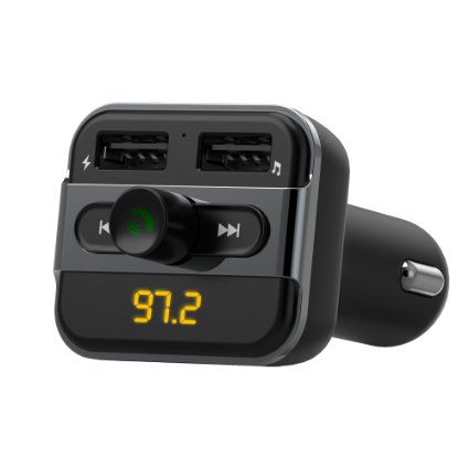 iClever Wireless Bluetooth FM Transmitter Radio Adapter Car Kit with Dual USB Port Remote Controller