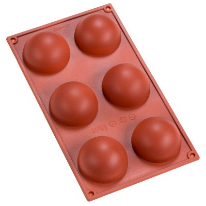 Sorbus 6 Cavity Silicone Half Sphere Mold Pan, Brown