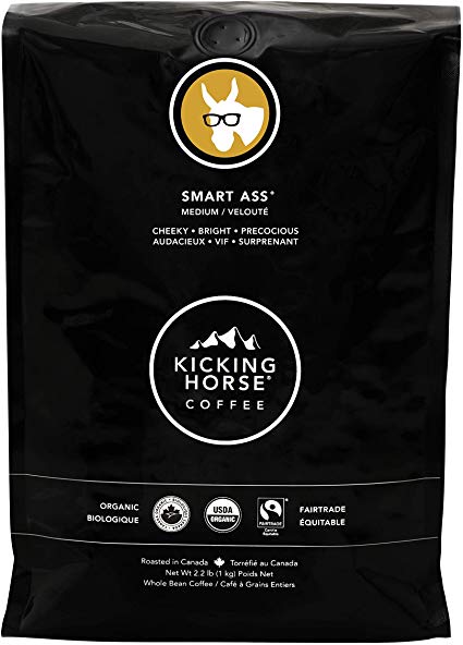 Kicking Horse Coffee, Smart Ass, Medium Roast, Whole Bean, 1 kg - Certified Organic, Fairtrade, Kosher Coffee