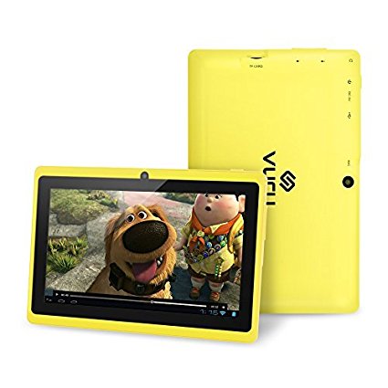 Vuru A33 7-Inch 8GB Quad-Core Touchscreen Android Tablet with Wi-Fi, Front, Rear Cameras, Bluetooth and Rechargeable 3000mAh Battery - Yellow
