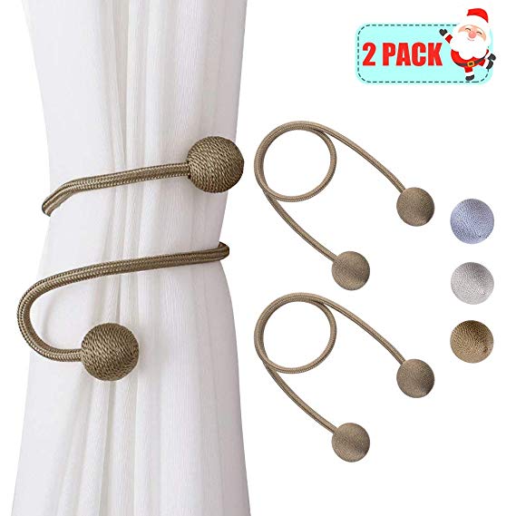 Yacolife DIY Random Modeling Curtain Tie-Backs,The Most Convenient Drapery Rope Clips,Decorative Rope Holdbacks for Window Sheer and Blackout Panels,Set of 2, Brown
