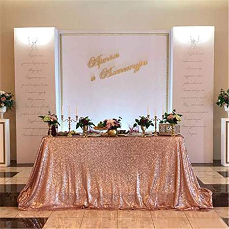 B-COOL 60"X102" Rose Gold rectangle sequin tablecloth fashion and hot sale tablecloth