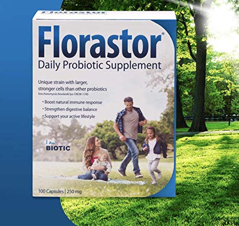 Florastor Daily Probiotic Supplement for Men and Women - Saccharomyces Boulardii lyo, 250 mg, 100 Count