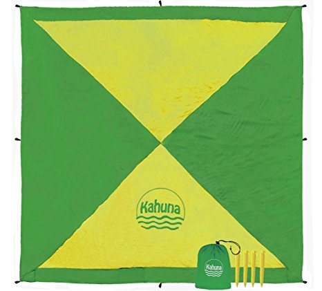 Kahuna 'Next Gen' Parachute Beach Blanket - Oversized XL Extra Large 8x8 Feet - The Biggest Sand Proof Beach Sheet Picnic Blanket Available - Portable, Lightweight, Quick-drying, With 12 Sand Pockets