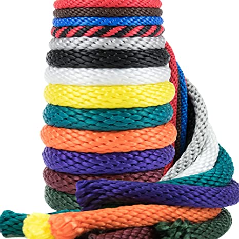 Golberg Rope 1/4-Inch 3/8-Inch 1/2-Inch 5/8-Inch 5/16 - Inch Solid Braid Utility Rope Made in USA - Multifilament Polypropylene MFP Derby Rope Boating Rope – 13 Colors and Lengths