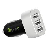 GearIt 51A 3 Port USB Car Charger Tri USB 21A 20A 10A Universal Ports for Rapid Charging Designed for Apple iPhone iPad and Android Cell Phone Tablet Devices - Mobile Travel 12V input Black
