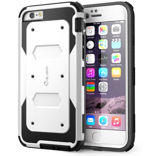 i-Blason Shock Reduction TPU Core Case with Built-in Screen Protector for Apple iPhone 6 Plus - White