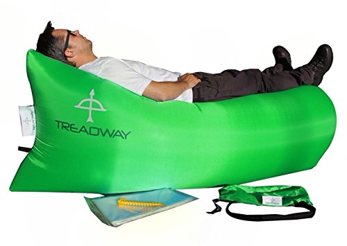 Inflatable lounger. FREE inner-tube & FREE tent peg. Quality rip-stop, handy carry bag. Fun, easy & fast to inflate. Super-comfortable hangout/air bag/air chair hammock/laybag/air sofa by Treadway.