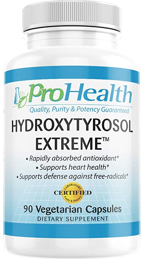 Hydroxytyrosol Extreme with Olea25 by ProHealth (90 Vegetarian Capsules) (Organic Olive Leaf Extract)