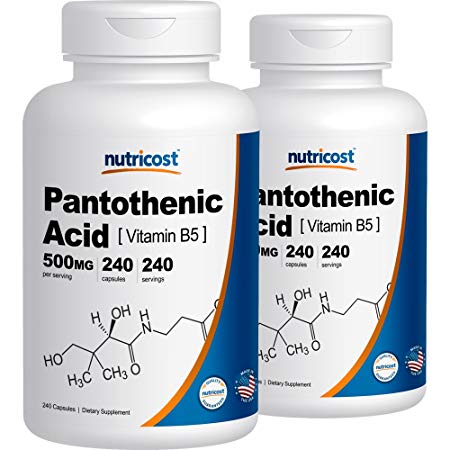 Nutricost Pantothenic Acid (Vitamin B5) 500mg, 240 Capsules (2 Bottles)