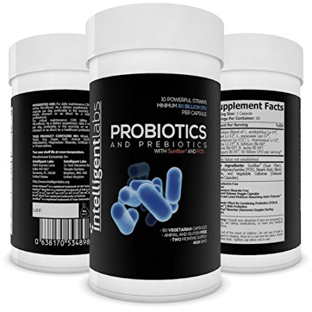 ★ 50 Billion CFU Probiotic with Prebiotics ★ With Prebiotics (Sunfiber® & Fos) for 10x More Effectiveness ★ 2 Months Supply Per Bottle ★
