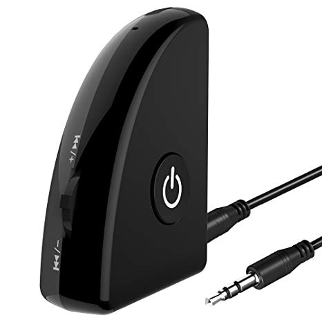 Blufree Bluetooth 4.2 Transmitter Receiver, 2-in-1 aptX Low Latency Wireless 3.5mm Audio Bluetooth AUX Adapter for TV / PC / MP3 / MP4, Home Sound System / Headphones / Speakers, Paired 2 Bluetooth Devices at Once (Volume Control)
