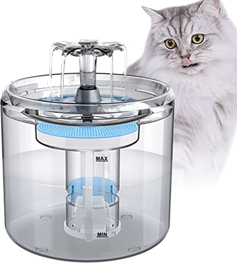 Beirui 87oz/2.6L Cat Water Fountain - Ultra Quiet Clear Automatic Pet Water Fountain - Flower Cat Fountain Drinking Dispenser for Cats Puppies Pets