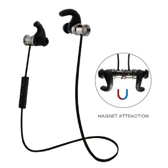 Bluetooth Headphones SmartBBTM Bluetooth 41 Stereo Magnetic Earphones Secure Fit for Sport Gym with Built-in Micblackred