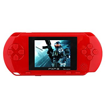 JouerNow Red PXP 3 Handheld Portable LED Game Console Slim Station,16 Bit Retro Video,2 Extra Cartridge,150  Games,Game player toys for kids perfect gifts