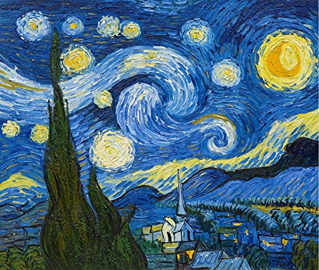 DIY 5D Diamond Painting Kits for Adults and Kids Round Full Drill Arts Craft Canvas Supply for Home Wall Decor Starry Night (20X16 inch)
