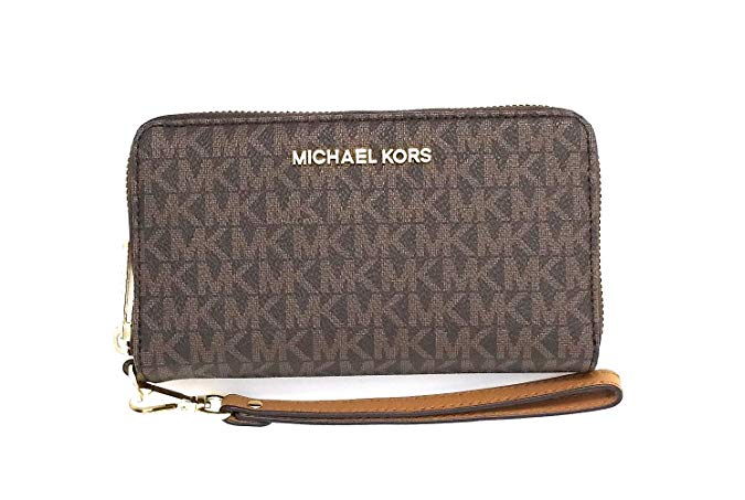 Michael Kors Jet Set Travel Signature PVC Large Flat Multifunction Phone Case Wristlet