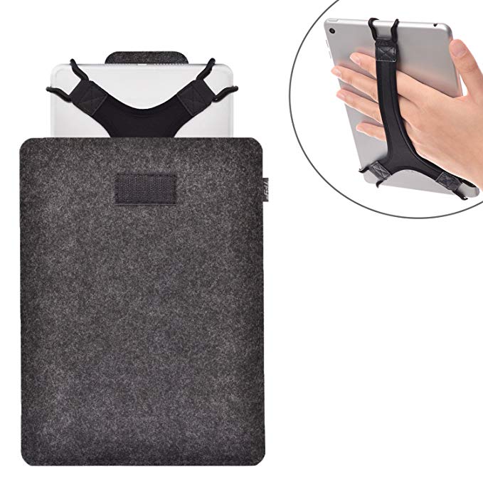 TFY Protective Pouch Bag   Bonus Hand Strap Holder for 7 - 8 Inch Tablets（Dark Grey）- Fire 7" / Fire HD 8 / iPad mini / iPad Mini 4 / Galaxy Tab S 8.4 / Galaxy Tab A / Tab 4 / Galaxy Tab 7.7