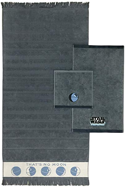 Star Wars Kids 3 Piece Bath Towel Set – Bath, Hand, Washcloth Set Featuring Millennium Falcon & Death Star - Super Soft & Absorbent Fade Resistant Cotton Towels (Official Star Wars Product)