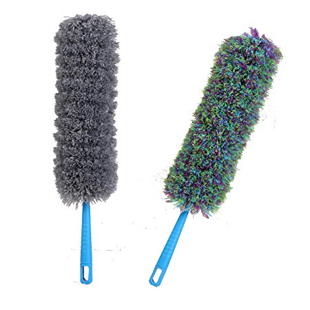 Midoneat Good Grip Microfiber Hand Duster, Multi-Function Fluffy Microfiber Duster, Washable and Bendable, 2 Packs