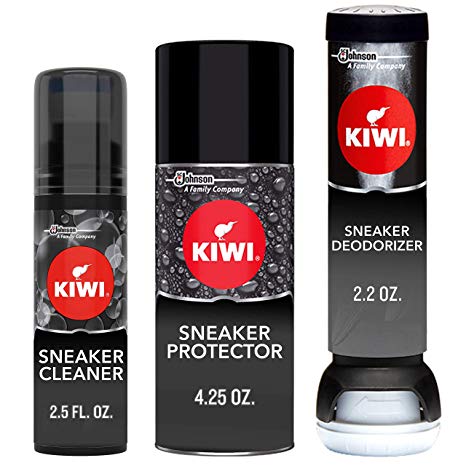 KIWI Sneaker Care Kit - Cleans Shoes, Repels Stains and Removes Odors. 3-Step Sneaker Care System (1 Pack)