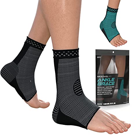 MODVEL 2 Pack Ankle Brace Compression Sleeve | Injury Recovery, Joint Pain | FSA or HSA eligible | Achilles Tendon Support, Plantar Fasciitis Foot Socks with Arch Support