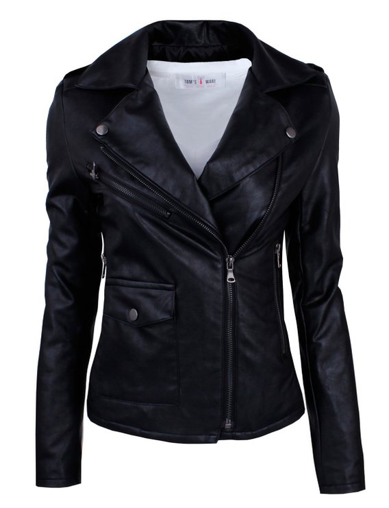 Toms Ware Womens Fashionable Asymmetrical Zip-up Faux Leather Jacket