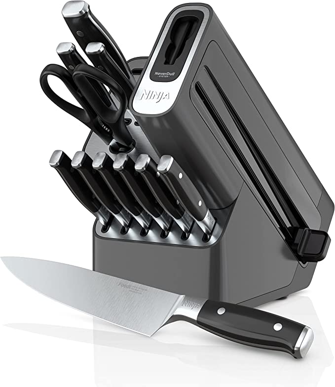 Ninja K32012 Foodi NeverDull Premium Knife System, 12 Piece Knife Block Set, Stainless Steel/Black