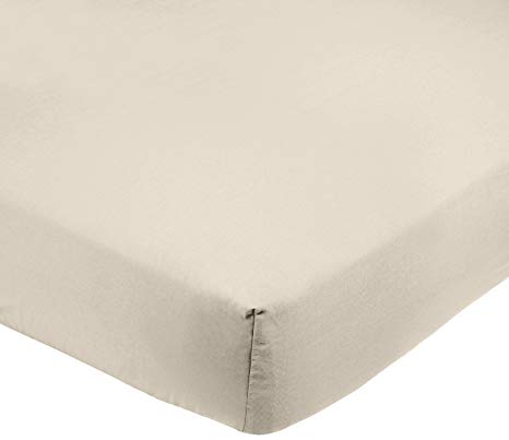 AmazonBasics Microfibre Fitted Sheet, Single, Beige