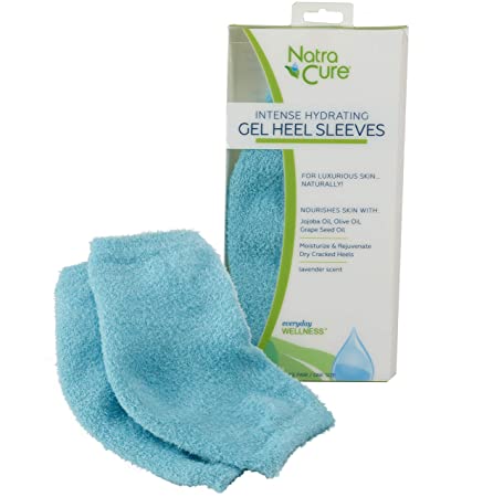 NatraCure Moisturizing Gel Heel Sleeves - (For cracked heels, dry heels, rough calluses, dry skin) - Color: Aqua