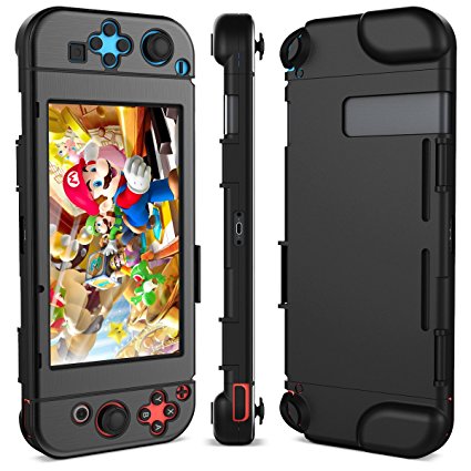 Nintendo Switch Case, Dexnor Nintendo Switch Hard Case Protective Back Cover Anti-Scratch Shock Absorption Video Games Case (Black)