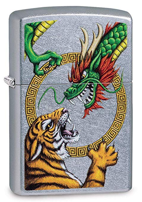 ZIPPO USA 29837 Brass Chinese Dragon Street ™ Design Lighter, Others (Silver)