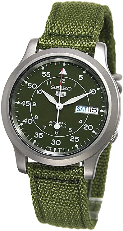 Seiko Men's SNK805 Seiko 5 Automatic Stainless Steel Watch with Green Canvas