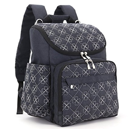 Diaper Bag Backpack With Baby Stroller Straps By HYBLOM, Stylish Travel Designer And Organizer For Women & Men, 12 Pockets, Black