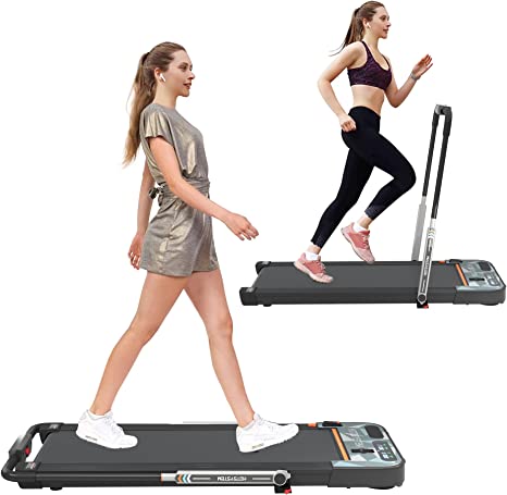 HOTSYSTEM 2 in 1 Folding Treadmill, Under Desk Treadmill, Indoor Walking Running Exercise Pad Machine, 2.25HP Electric, with Bluetooth Speaker, Led Display and Remote Control for Home Gym, Office