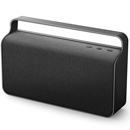 Portable Bluetooth Speakers - Pohopa HS-456 Fabric Speaker V4.0 with Dual 10W Stereo Sound and Enhanced Bass, Handsfree Calling, Perfect Fit Class Companion for iPhone/iPod/Tablet/Echo Dot - Black