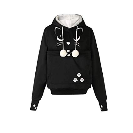 Unisex Hoodies Pet Holder Cat Dog Kangaroo Pouch Carriers Pullover with Cat Printing Sweatshirt